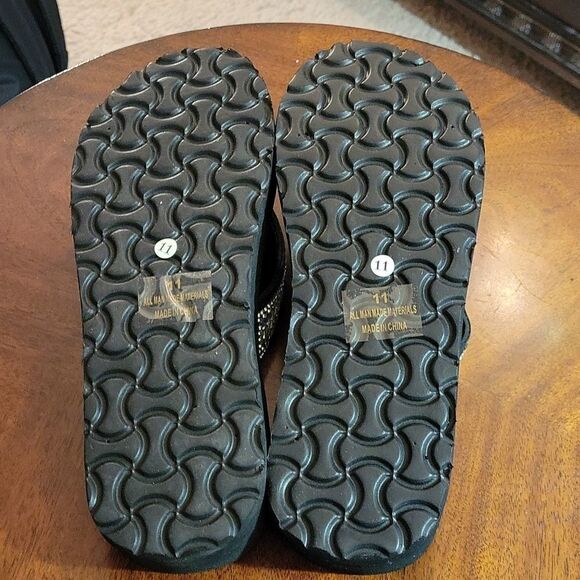 BRAND NEW H2K WOMEN"S BLACK RHINESTONES FLIP FLOPS SANDAL - Picture 10 of 16